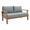 Modway Marina Outdoor Patio Teak Loveseat in Natural Gray - Front Side Angle - Modway Marina Outdoor Patio Teak Loveseat in Natural Gray - Front Side Angle