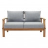 Modway Marina Outdoor Patio Teak Loveseat in Natural Gray - Front Angle