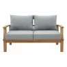 Modway Marina Outdoor Patio Teak Loveseat in Natural Gray - Front Angle - Modway Marina Outdoor Patio Teak Loveseat in Natural Gray - Front Angle