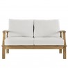 Modway Marina Outdoor Patio Teak Loveseat in Natural White - Front Angle