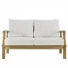 Modway Marina Outdoor Patio Teak Loveseat in Natural White - Front Angle - Modway Marina Outdoor Patio Teak Loveseat in Natural White - Front Angle