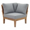 Modway Marina Outdoor Patio Teak Corner Sofa in Natural Gray - Front Angle