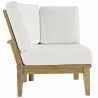 Modway Marina Outdoor Patio Teak Corner Sofa in Natural White - Side Angle - Modway Marina Outdoor Patio Teak Corner Sofa in Natural White - Side Angle