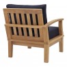Modway Marina Outdoor Patio Teak Left-Facing Sofa in Natural Navy - Back Side Angle