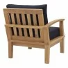 Modway Marina Outdoor Patio Teak Left-Facing Sofa in Natural Navy - Back Side Angle - Modway Marina Outdoor Patio Teak Left-Facing Sofa in Natural Navy - Back Side Angle