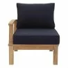 Modway Marina Outdoor Patio Teak Left-Facing Sofa in Natural Navy - Front Angle - Modway Marina Outdoor Patio Teak Left-Facing Sofa in Natural Navy - Front Angle
