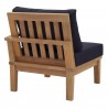 Modway Marina Outdoor Patio Teak Right-Facing Sofa in Natural Navy - Back Side Angle