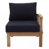 Modway Marina Outdoor Patio Teak Right-Facing Sofa in Natural Navy - Front Angle