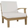 Modway Marina Outdoor Patio Teak Right-Facing Sofa in Natural White - Front Side Angle