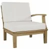 Modway Marina Outdoor Patio Teak Right-Facing Sofa in Natural White - Front Side Angle - Modway Marina Outdoor Patio Teak Right-Facing Sofa in Natural White - Front Side Angle