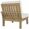 Modway Marina Outdoor Patio Teak Right-Facing Sofa in Natural White - Back Side Angle - Modway Marina Outdoor Patio Teak Right-Facing Sofa in Natural White - Back Side Angle
