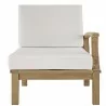 Modway Marina Outdoor Patio Teak Right-Facing Sofa in Natural White - Front Angle - Modway Marina Outdoor Patio Teak Right-Facing Sofa in Natural White - Front Angle