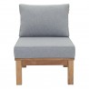 Modway Marina Armless Outdoor Patio Teak Sofa - Natural Gray - Front Angle