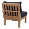 Modway Marina Armless Outdoor Patio Teak Sofa in Natural Navy - Back Side Angle