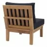 Modway Marina Armless Outdoor Patio Teak Sofa in Natural Navy - Back Side Angle - Modway Marina Armless Outdoor Patio Teak Sofa in Natural Navy - Back Side Angle