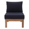 Modway Marina Armless Outdoor Patio Teak Sofa in Natural Navy - Front Angle