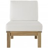 Modway Marina Armless Outdoor Patio Teak Sofa in Natural White - Front Angle