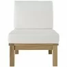 Modway Marina Armless Outdoor Patio Teak Sofa in Natural White - Front Angle - Modway Marina Armless Outdoor Patio Teak Sofa in Natural White - Front Angle