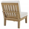 Modway Marina Armless Outdoor Patio Teak Sofa in Natural White - Back Side Angle