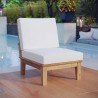 Modway Marina Armless Outdoor Patio Teak Sofa in Natural White - Lifestyle