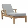 Modway Marina Outdoor Patio Teak Single Chaise in Natural Gray - Front Side Angle - Modway Marina Outdoor Patio Teak Single Chaise in Natural Gray - Front Side Angle