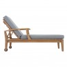 Modway Marina Outdoor Patio Teak Single Chaise in Natural Gray - Side Angle