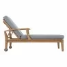 Modway Marina Outdoor Patio Teak Single Chaise in Natural Gray - Side Angle - Modway Marina Outdoor Patio Teak Single Chaise in Natural Gray - Side Angle