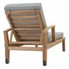 Modway Marina Outdoor Patio Teak Single Chaise in Natural Gray - Back Side Angle - Modway Marina Outdoor Patio Teak Single Chaise in Natural Gray - Back Side Angle