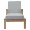Modway Marina Outdoor Patio Teak Single Chaise in Natural Gray - Front Angle - Modway Marina Outdoor Patio Teak Single Chaise in Natural Gray - Front Angle