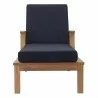 Modway Marina Outdoor Patio Teak Single Chaise in Natural Navy - Front Angle - Modway Marina Outdoor Patio Teak Single Chaise in Natural Navy - Front Angle
