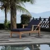 Modway Marina Outdoor Patio Teak Single Chaise in Natural Navy - Lifestyle - Modway Marina Outdoor Patio Teak Single Chaise in Natural Navy - Lifestyle