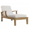 Modway Marina Outdoor Patio Teak Single Chaise in Natural White - Front Side Angle
