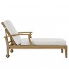 Modway Marina Outdoor Patio Teak Single Chaise in Natural White - Side Angle