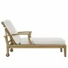 Modway Marina Outdoor Patio Teak Single Chaise in Natural White - Side Angle - Modway Marina Outdoor Patio Teak Single Chaise in Natural White - Side Angle