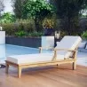 Modway Marina Outdoor Patio Teak Single Chaise in Natural White - Lifestyle - Modway Marina Outdoor Patio Teak Single Chaise in Natural White - Lifestyle