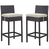 Modway Lift Bar Stool Outdoor Patio in Espresso Beige - Set of Two - Set in Front Side Angle