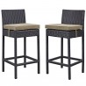 Modway Lift Bar Stool Outdoor Patio in Espresso Mocha - Set of Two - Set in Front Side Angle