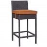 Modway Lift Bar Stool Outdoor Patio in Espresso Orange - Set of Two - Front Side Angle