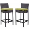 Modway Lift Bar Stool Outdoor Patio in Espresso Peridot - Set of Two - Set in Front Angle