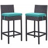 Modway Lift Bar Stool Outdoor Patio in Espresso Turquoise - Set of Two - Set in Front Angle