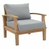 Modway Marina 4 Piece Outdoor Patio Teak Set in Natural Gray - Armchair - Front Side Angle - Modway Marina 4 Piece Outdoor Patio Teak Set in Natural Gray - Armchair - Front Side Angle