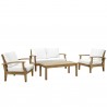 Modway Marina 4 Piece Outdoor Patio Teak Set in Natural White - Set in Front Angle
