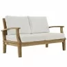 Modway Marina 4 Piece Outdoor Patio Teak Set in Natural White - Sofa - Front Side Angle - Modway Marina 4 Piece Outdoor Patio Teak Set in Natural White - Sofa - Front Side Angle