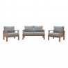 Modway Marina 3 Piece Outdoor Patio Teak Set in Natural Gray - Set in Front Angle