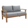 Modway Marina 3 Piece Outdoor Patio Teak Set in Natural Gray - Sofa in Front Side Angle