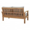 Modway Marina 3 Piece Outdoor Patio Teak Set in Natural Gray - Sofa in Back Side Angle