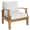 Modway Marina 3 Piece Outdoor Patio Teak Set - Natural White - Seat Angled - Modway Marina 3 Piece Outdoor Patio Teak Set - Natural White - Seat Angled