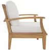 Modway Marina 3 Piece Outdoor Patio Teak Set - Natural White - Sofa Seat Side View - Modway Marina 3 Piece Outdoor Patio Teak Set - Natural White - Sofa Seat Side View