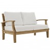 Modway Marina 3 Piece Outdoor Patio Teak Set in Natural White - Sofa in Front Side Angle