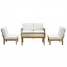 Modway Marina 5 Piece Outdoor Patio Teak Set - Natural White - Set in Front Angle